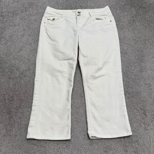 Democracy Artisan Crafted Embroidered Crop Jeans Womens Size 8 White Flap Pocket